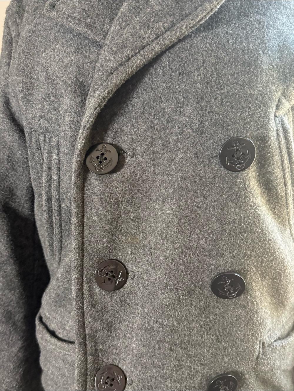 Old Navy Charcoal Gray Double-Breasted Peacoat - Picture 6 of 7
